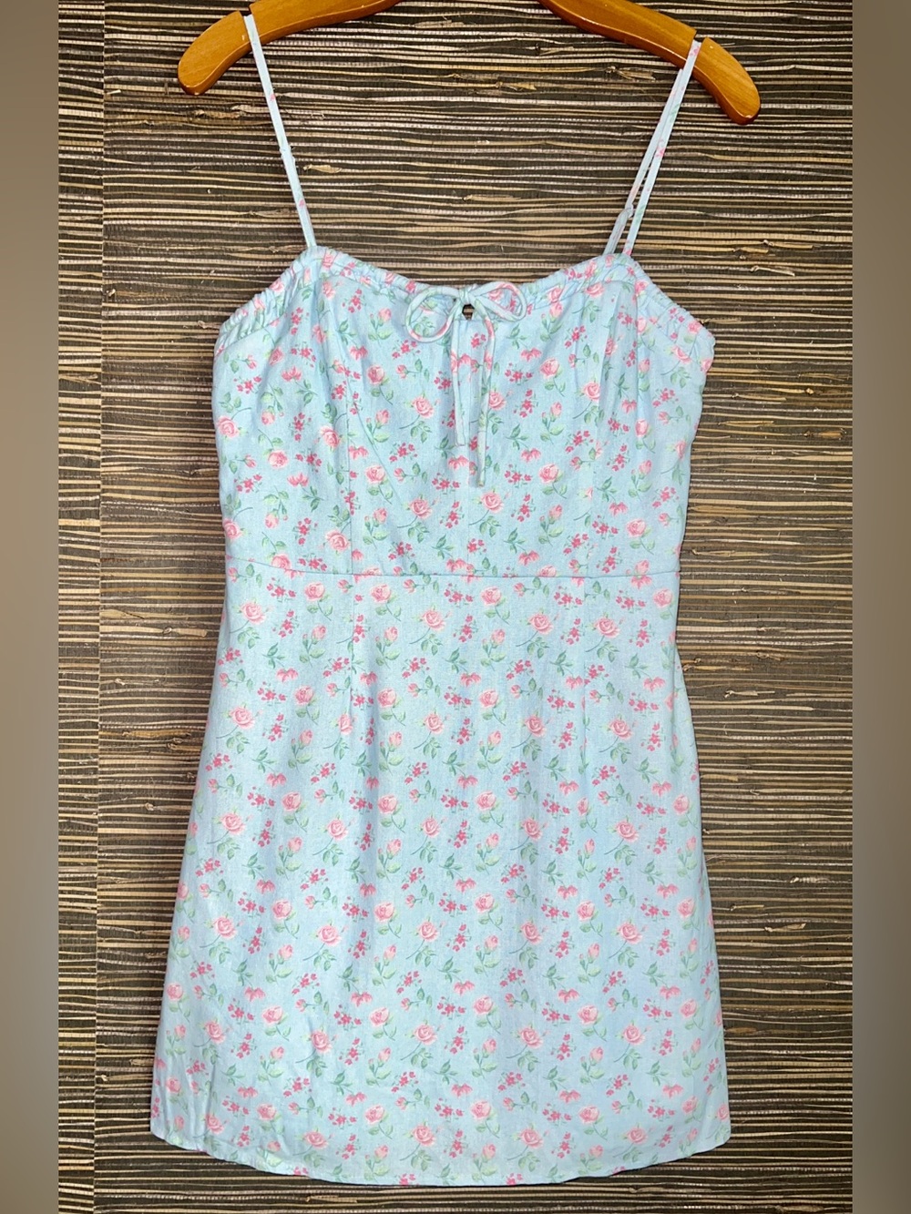 🆕 Altar'd State Floral Mini Dress Baby Blue Medium - Picture 3 of 17